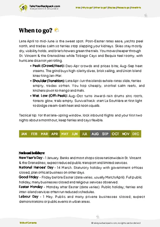 example page 3 from our offline Travel Guide for Saint Vincent and the Grenadines